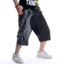 Jeans da uomo Pantaloni larghi con graffiti ricamati hip-hop europei e americani Pantaloni corti oversize