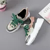 2021 Autumn New Round Head Dad Shoes Women Round Head Inner Raised Thick Bottom Color Matching Sneakers Women A1-13 Y0907