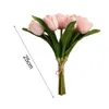 Flores decorativas grinaldas 1 buquê flor falsificada simulação elegante tulipa fantástica casa de couro falso diy para mesa