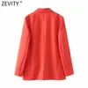 Zevity Euro Women Fashion Candy Colors Leisure Blazer Coat Office Lady Long Sleeve Business Outerwear Chic Suits Veste CT780 210927
