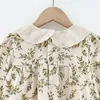 EmkeliBB Beautiful Toddler Girl Spring Blouse Peter Pan Collar Cute Children Long Sleeve Clothes Loose Style Floral Pattern 210619