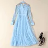dress Kate Middleton Autumn Europe and America Quality Module Net Fios Dot Party Blue Occasion Women