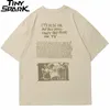 Hommes Hip Hop Streetwear Rétro T-shirt Lapin Lettre Imprimé T-shirt Harajuku Coton T-Shirt À Manches Courtes Tops T-shirts Gris Blanc 220309