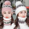 PLOERMIN Women's Winter Hat Ski Brand Big Fur Pompoms Ball Knitted Hats Scarf Set Femmes Beanie Caps Warm Skullies Outdoor Cap 211119