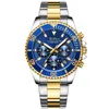 Moda swobodna sukienka mężczyzn zegarków Golden unikalna niebieska niebieska stal nierdzewna luksus Bradn Men039s na rękę zegarek chrono kalendarz Male0396190495