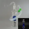 DHL Mini Perc Burning Bong Hookah With 10mm Male Oil Burner Pipe Hose Colorful Drip Tip Glow In Dark Glass Water Bongs Smoking Set