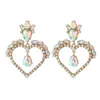 Mode Leuke Hart Water Drop Oorbellen Hoogwaardige Kleurrijke Crystal Metal Drop Earring Sieraden Accessoires voor Vrouwen