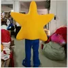 Halloween gul stjärna maskot kostym högkvalitativ tecknad plysch anime tema tecken Vuxen storlek julkarneval födelsedagsfest fancy outfit