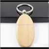 Fashion Aessories Drop Delivery 2021 40 Blank Wooden Chain Diy Wood Keychains Key Tags Gifts Yellow,20 Pcs Oval & 20 Rec80 Q2 12U30