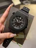Fashion Mechanical Watch Rubber Head Layer Calfskin Strap Stainless Steel Men's Watches Black Clock Dial Diameter 42mm
