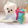 Amor de bordado com lábios vermelhos Pet Suspender Saia doggy vestido vestidos de princesa saias casamento arco vestido de noite cães roupas para pequeno dogg xs azul a08