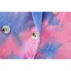 Donna Autunno Moda Colorful Tie-dye Pirnt Doppiopetto Blazer lunghi Donna Elegante manica Blazer Outwear Femm 210421