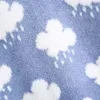 Dulce cuello en V Vintage patrón de nubes suéter chaleco mujer sin mangas tejido Crop suéteres Casual otoño estilo pijo 210520