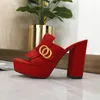 Designer classique femmes Demi pantoufles peau de vache 100% cuir Daim Talons épais Glissières en métal chaussure femme plage Sandales paresseuses Chaussures à talons hauts Grande taille 35-41-42 us4-us10