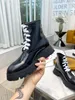 Stylishbox- 20211005001T 40/41 Black Cowhigh Combat Boots äkta läder Vit snörning av klassiska plattformshälar måste ha