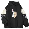 2021 Yeni Kötü Bunny Hoodies Tişörtü Erkekler / Kadınlar Popüler Sticker Streetwear Moda Rahat Gevşek Kazaklar Hip Hop Hoodie H1218