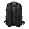 Fashion Gray Leather Laptop Backpack for Men Usb Travel Business Back Bag Student School Leather Bookbag Waterproof Bags Male