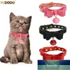 Bowknot Cat Collar PU Leather Adjustable Bells Necklace For Small Dog Puppy Kitten Pet Accessories Pets Collars XXS/XS/S/M Factory price expert design Quality Latest