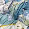 Set di biancheria da letto Set copripiumino moderno per letto king size Lenzuola in rasatello di cotone egiziano Verde blu Alberi di lino colorati Piante doppie