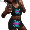 Kvinnor Tracksuits Två Pieces Yoga Byxor Designer Sexiga Slim Brev Printed Vest Shorts Set Outfits Sportkläder Hot Byxor