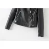 fashion button women faux leather jacket spring black pocket ladies PU cool female coat casual girls coats 210427