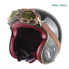 Motorcycle Helmets Helmet With Goggles Retro Open Face Leather Scooter 34 Hull Wasp Vintage4713152