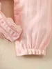 Baby Bow Front Puff Sleeve Ruffle Trim Jumpsuit Zij