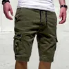 Homme été Cargo Shorts hommes Sport Pure Color Bandage décontracté pantalons de survêtement amples confortable cordon Shorts grande taille pantalon X0705