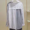 Blusas Mujer de Moda Spring長袖Cardigan Blouse Women Cotth Office Lady Plusサイズストライプルーズシャツ8923 50女性のブラウスShi