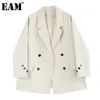 [Eam] mulheres bege grande tamanho duplo breasted blazer lapela manga longa solta cab jaqueta moda primavera outono 1dd7864 21512