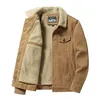 Winter Men's Warm Corduroy Jackor Fashion Man Thermal Cotton Coats Casual Outwear Fur Collar Mens Fleece Kläder 211110