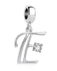 Classic Charm Letter Az Crystal Wiselant Fet Fit Fit Charms Silver Planowane oryginalne bransoletki naszyjniki