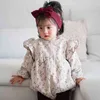 Spring Doll Collar Lange mouwen Babymeisje Bloemen Sweet Bodysuits Outfit 210515