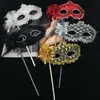 5pcs Flower Handheld Women Lady Girls Maschera mascherata da principessa veneziana su un bastone Decorazione per abiti da ballo