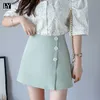 LY VAREY LIN Spring Summer Casual Female High Waist Loose Black Lady Shorts Women Solid Color Button 210526