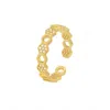 Coréia estilo hexágono zircão anéis ajustável cor de abertura de cor de ouro oco design de festa de anel geométrico