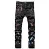 Jeans da uomo 2022 primavera autunno autunno strappato spray-verniciato pantaloni elasticizzati per trapano high street casual hip-hop abbigliamento