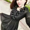 Womens Tops and blouses Lace Shirt Female Long Sleeve Hollow out clothes Women shirts Korean Slim Fit White 186C 210420