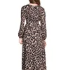 Women Leopard Print Ankle Length Dress Vintage Long Sleeve Casual Party es Ladies Office Elegant O-Neck 210428