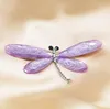 new 8 Colors Retro Insect Brooch Resin Acrylic Brooches Alloy Rhinestone Pins Jewelry Accessories Electroplate Dragonfly EWD7820