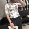 Camicie scozzesi di marca Uomo Manica corta Slim Fit Estate Casual Business Abito formale Abbigliamento da ufficio sociale 210721