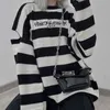 Kvinnor tröja pullovers höst vinter streetwear broderade bokstäver randar casual lösa par kläder koreanska topp ins 211008
