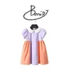 Letnie Dziewczynek Bawełniane Ciasto Dress Dzieci Krótki Rękaw Kwiatowy Mesh Suknie Ślubne Dzieci Odzież Dla Dziewczynek Od 2 do 6 lat Q0716