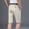 6 färg casual shorts män sommar rakt elastiska affärer mode tunna kort byxor manlig märke khaki beige svart marin 210806