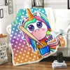 Söt Rainbow Horse Unicorn 3D Digital Print Blanket med förtjockande tecknade pojkar och tjejer Julklappar med fleece filtar