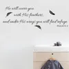 Wallpapers Wall Art Inspirational Quotes And Saying Home Decor Decal Sticker Quote Psalm 91:4 Bible Verse Will Cover You With His