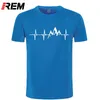 REM Dağ Heartbeat T-shirt Moda Komik Doğum Günü% 100% Pamuk Kısa Kollu T Shirt Nedensel O-Boyun Tops Tees Hip Hop 220312