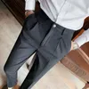 Pantalons pour hommes Business britannique Casual Slim Pantalon à carreaux Formel pour hommes Style coréen Mode All-Match Robe droite Suit204v