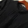 Vår Höst Elegant Ruffle Chiffon Patchwork Dress Kvinnor Kläder Full Sleeve Designers Korta Black Party Robe Femme Vestidos 210601