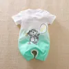 Chegada verão e primavera bebê animal impressão bodyuit um pedaços colorido meninos meninas roupas 210528